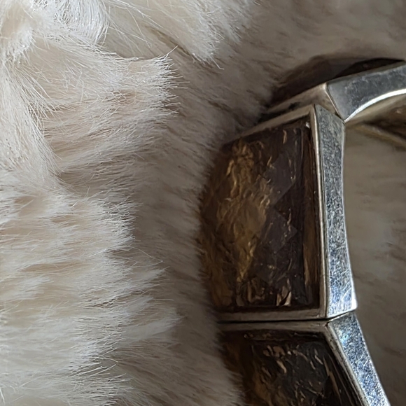 BOLD Chunky Square Gold Resin Statement Bracelet – Silver Frame - Picture 3 of 5